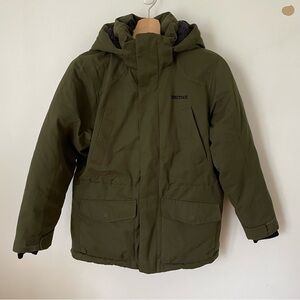 Marmot army green down jacket for boys size L